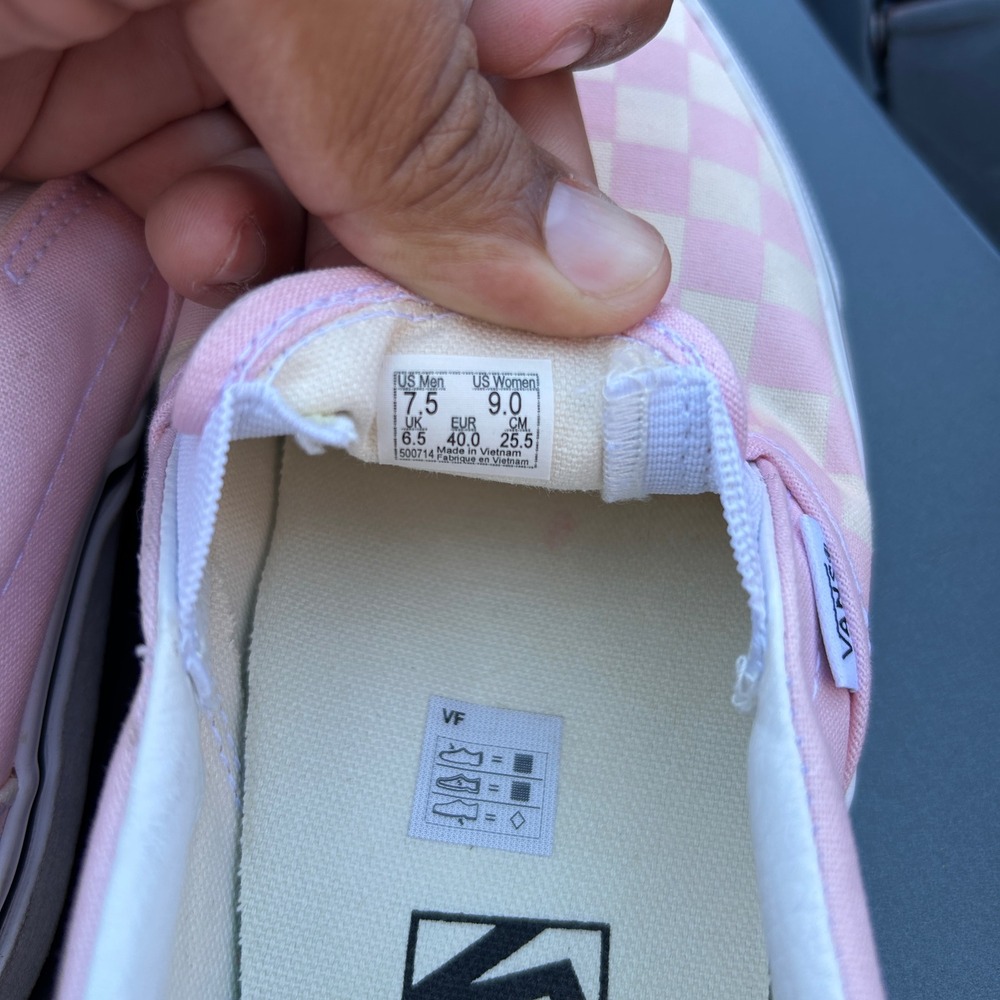 Vans Classic Slip-On Pink Checkerboard Sneakers Mens 7.5 Womens 9 - Picture 8 of 8